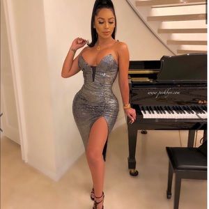 Woman’s silver dress